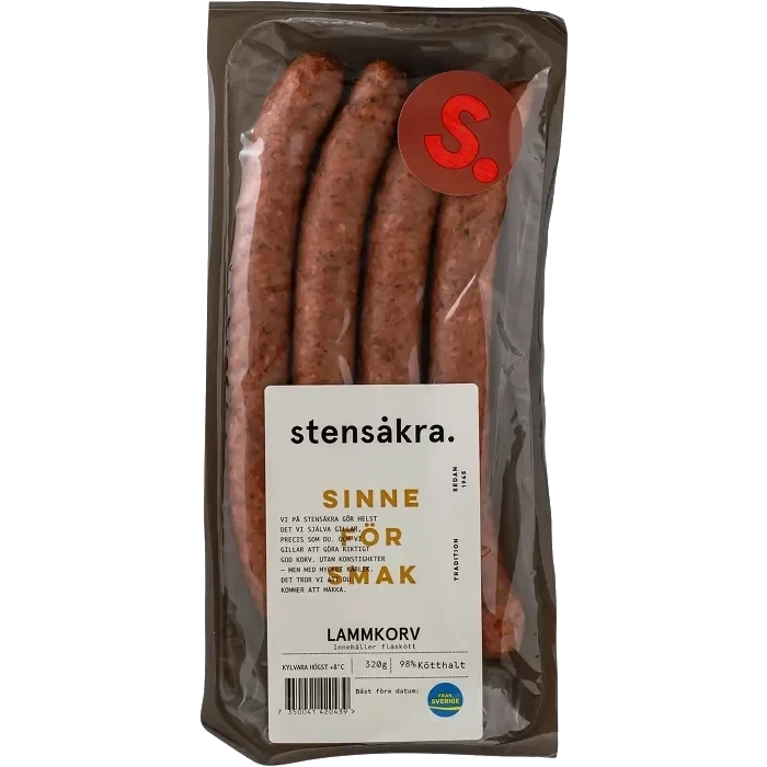 Lammkorv 98% Kötthalt 320g Stensåkra