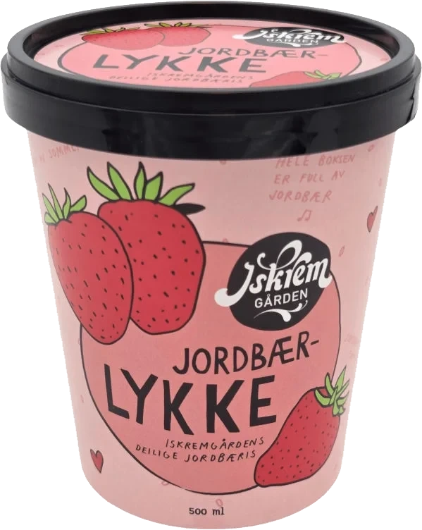 Jordbærlykke 0,5l Iskremgården