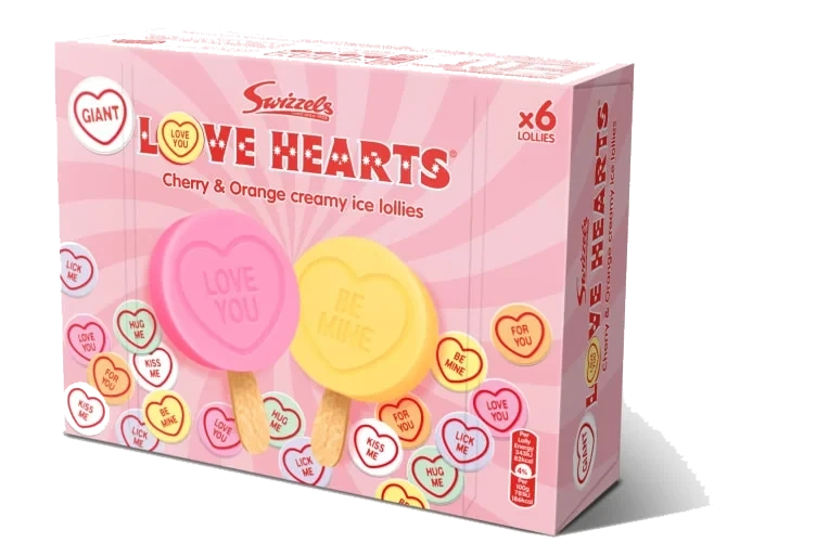 Love Hearts Ice Lollies 6stk Swizzels