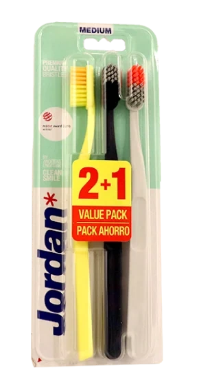 Jordan Tannbørster Medium 3pk Ass Farger