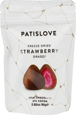 Jordbær Dragee m/Melkesjokolade Frysetørket 80g