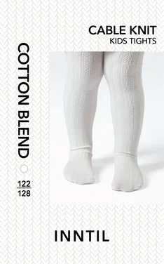 Kids' Cable Knit Tights, Off-white, 122-128
