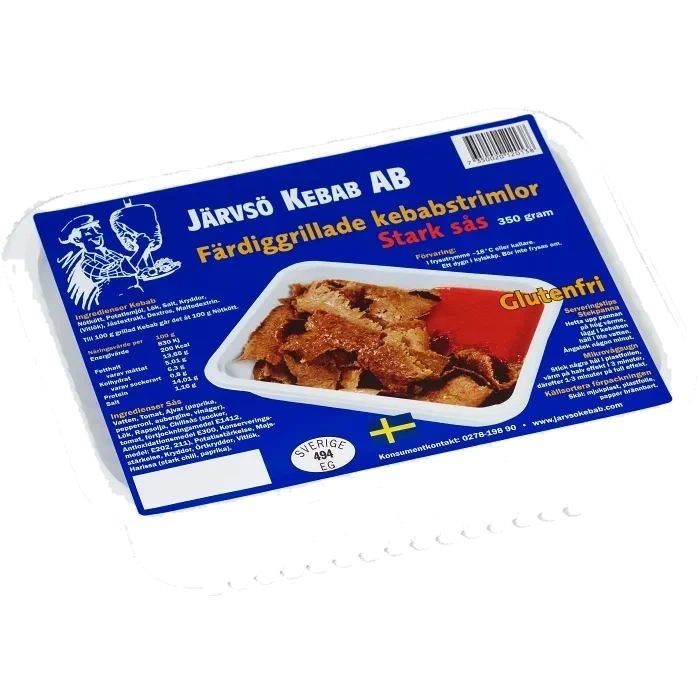 Färdiggrillad kebab med stark sås 350g Järvsö Kebab