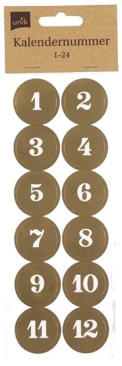 Kalenderetiketter Nr. 1-24 Unik Unik Unik