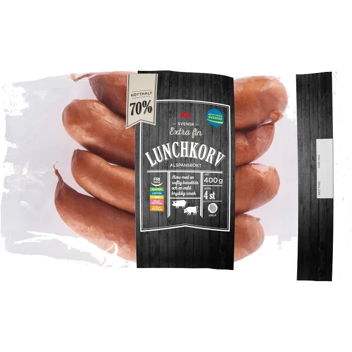 Lunchkorv Extra fin 70% kötthalt 400g ICA
