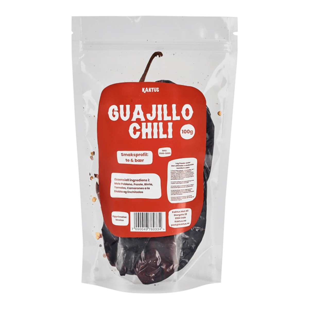 Kaktus Guajillo Chili Tørket 100g