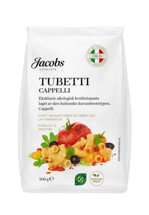 Pasta Tubetti Capelli Økol 500g Jacobs Utvalgte