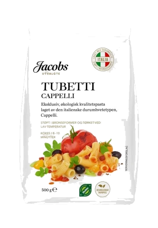 Pasta Tubetti Capelli Økol 500g Jacobs Utvalgte