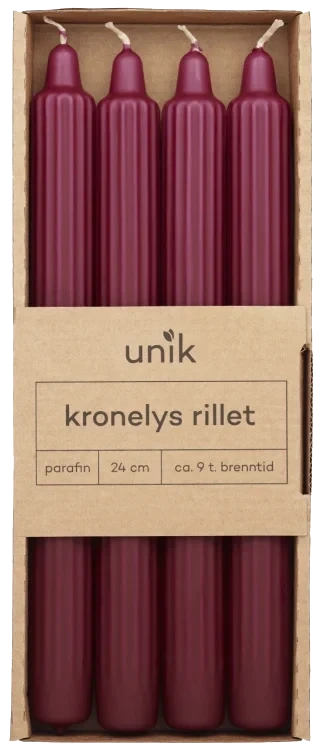 Kronelys Rød Rillet 4stk Unik