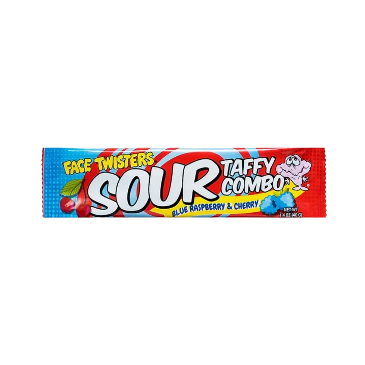 Face Twisters Sour Taffy Blue Raspberry & Cherry 40 g