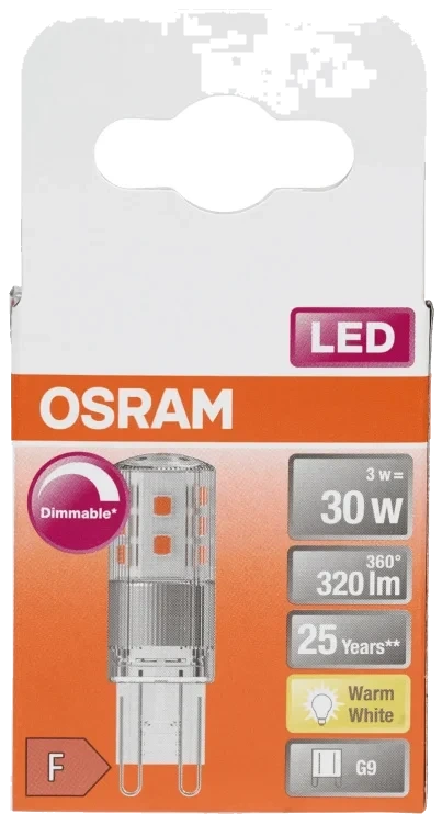 Lyspære Led Pin 30 Klar Dim G9 Osram