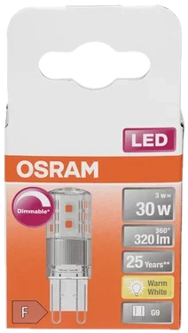 Lyspære Led Pin 30 Klar Dim G9 Osram