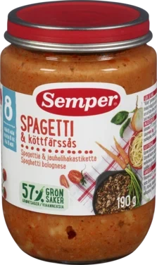 Semper Barnemat Spaghetti Bolognese 8mnd