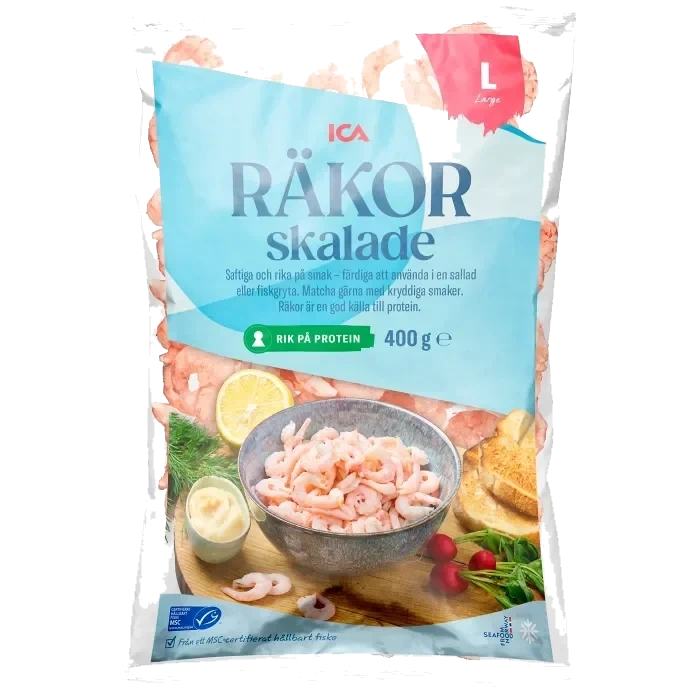 Stora skalade räkor 400g ICA