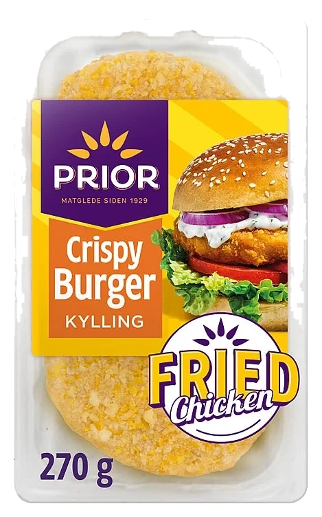 Crispy Burger Av Kylling 270g Prior