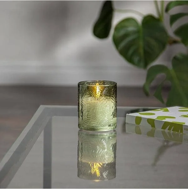 Blockljus LED Flamme Leaf Grön 8,5x10cm