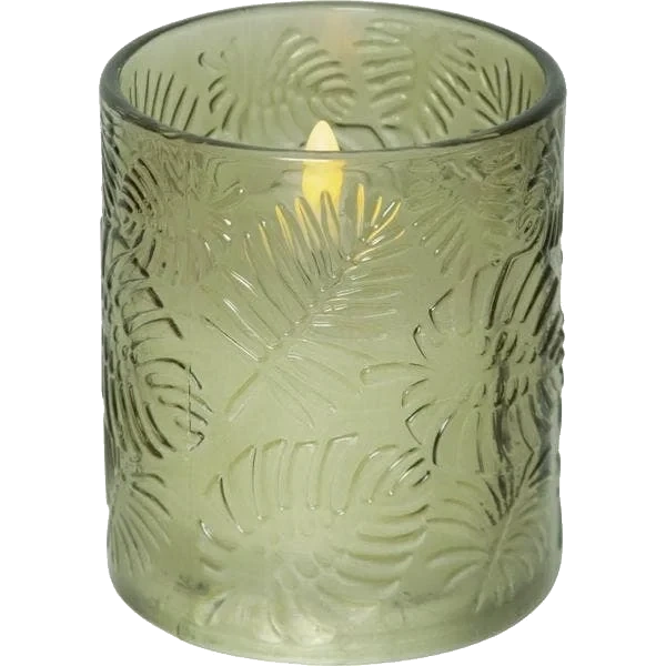 Blockljus LED Flamme Leaf Grön 8,5x10cm
