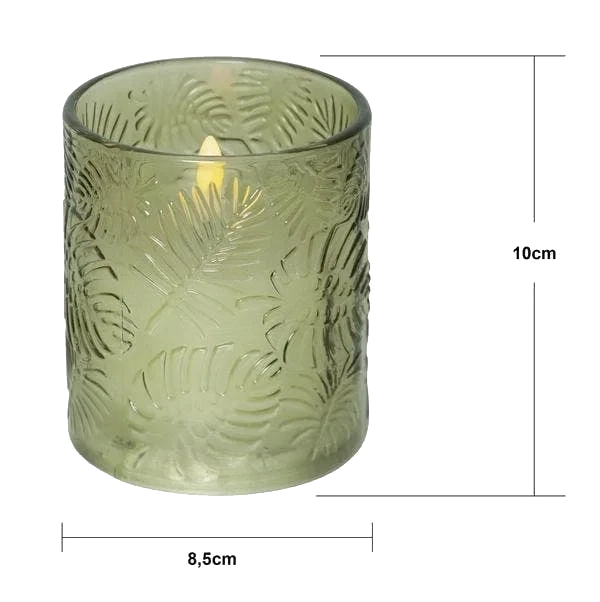 Blockljus LED Flamme Leaf Grön 8,5x10cm