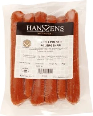 Grillpølser Allergenfri 360g Hanssens