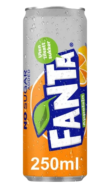 Fanta Appelsin u/Sukker 0,25l boks