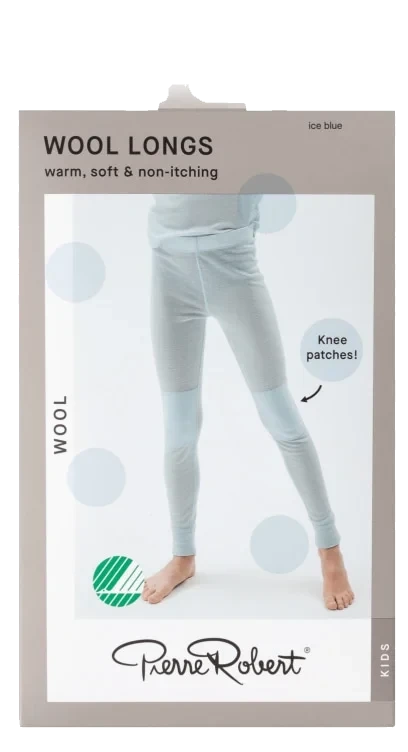 Wool Longs Kids Ice Blue 98-104 Pierre Robert