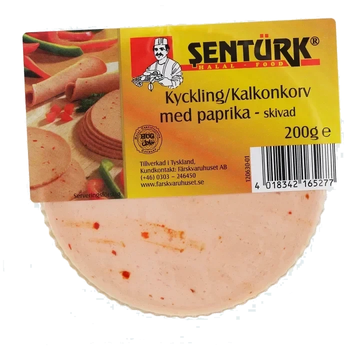 Kyckling Kalkonkorv med paprika skivad 200g Sentürk