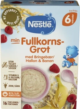 Min Fullkornsgrøt Bringebær Banan 6m 410g