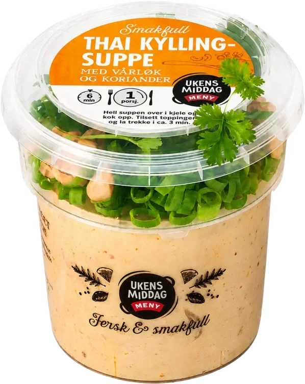 Thai kyllingsuppe 4dl + fersk topping