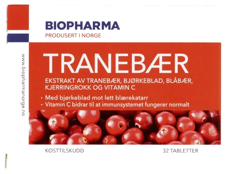 Tranebær m/Bjørkeblad 32stk Biopharma