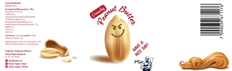 Peanøttsmør Grov 462g Sticky Fingers