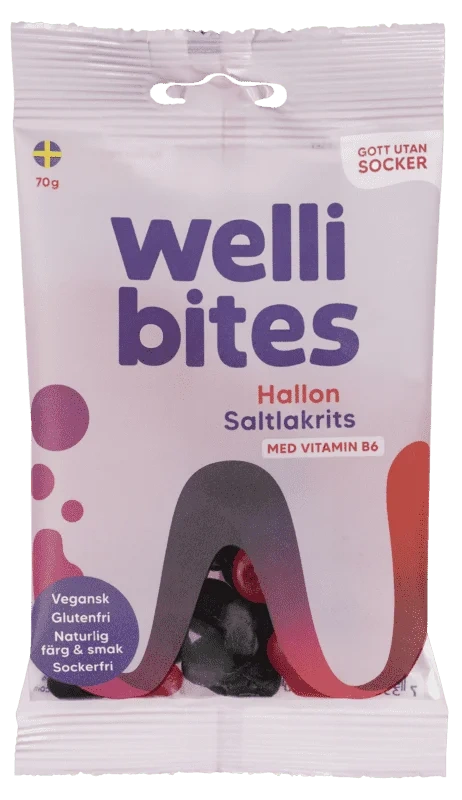 Wellibites Bringebær og salt lakris