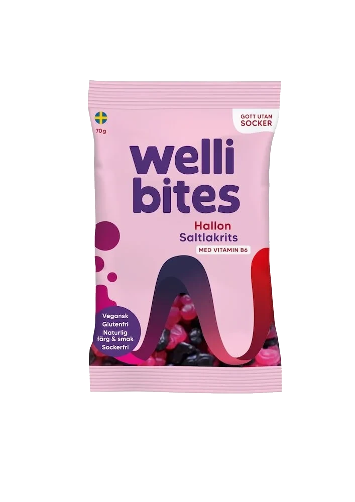 Wellibites Bringebær og salt lakris