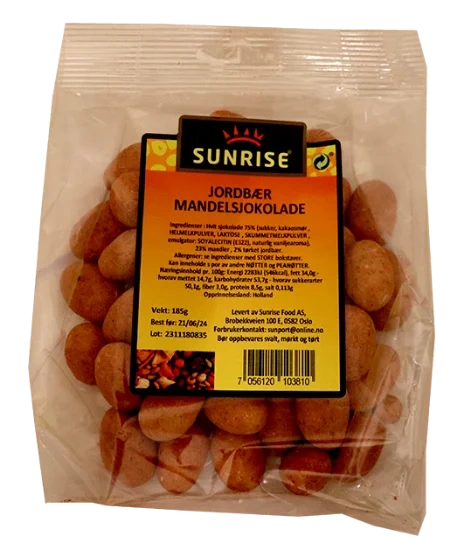 Jordbær Mandelsjokolade 185g