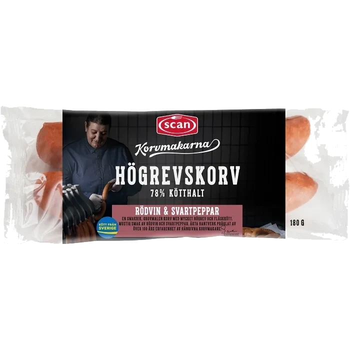 Kryddkorv Högrevskorv 78% Kötthalt 180g Kormakarna Scan