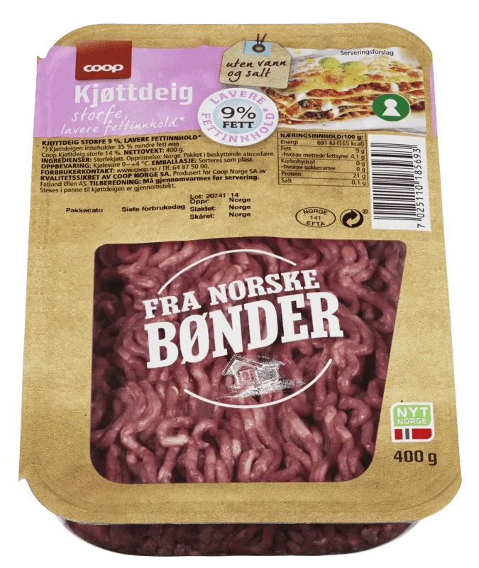 Coop Kjøttdeig 9% 400g