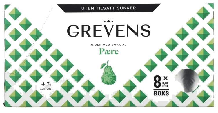 Grevens Cider Pære u/Sukker 0,33lx8 boks