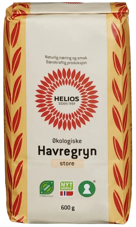 Havregryn Store Økologisk 600g Helios