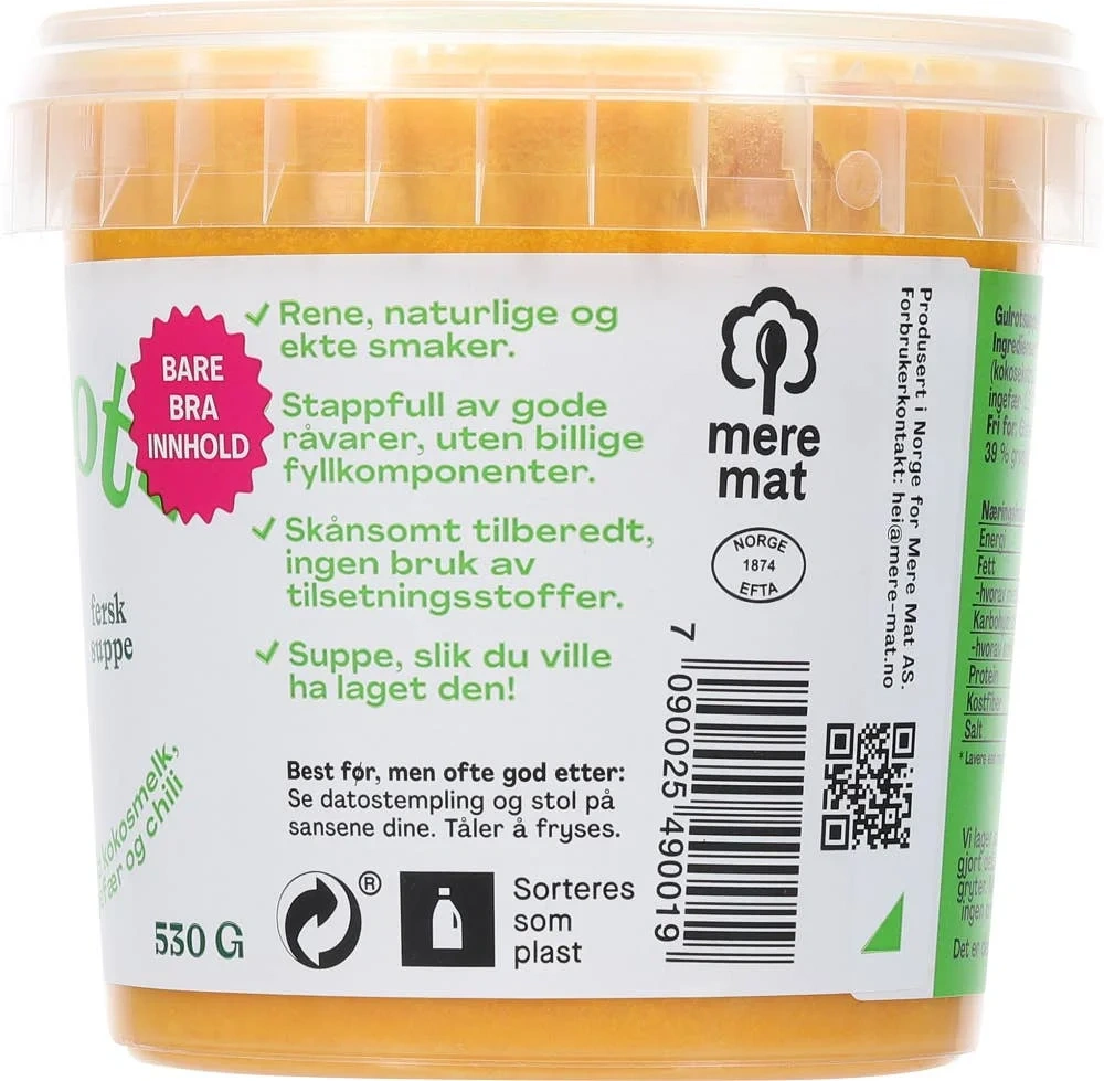 Suppe med gulrøtter, chili og ingefær
