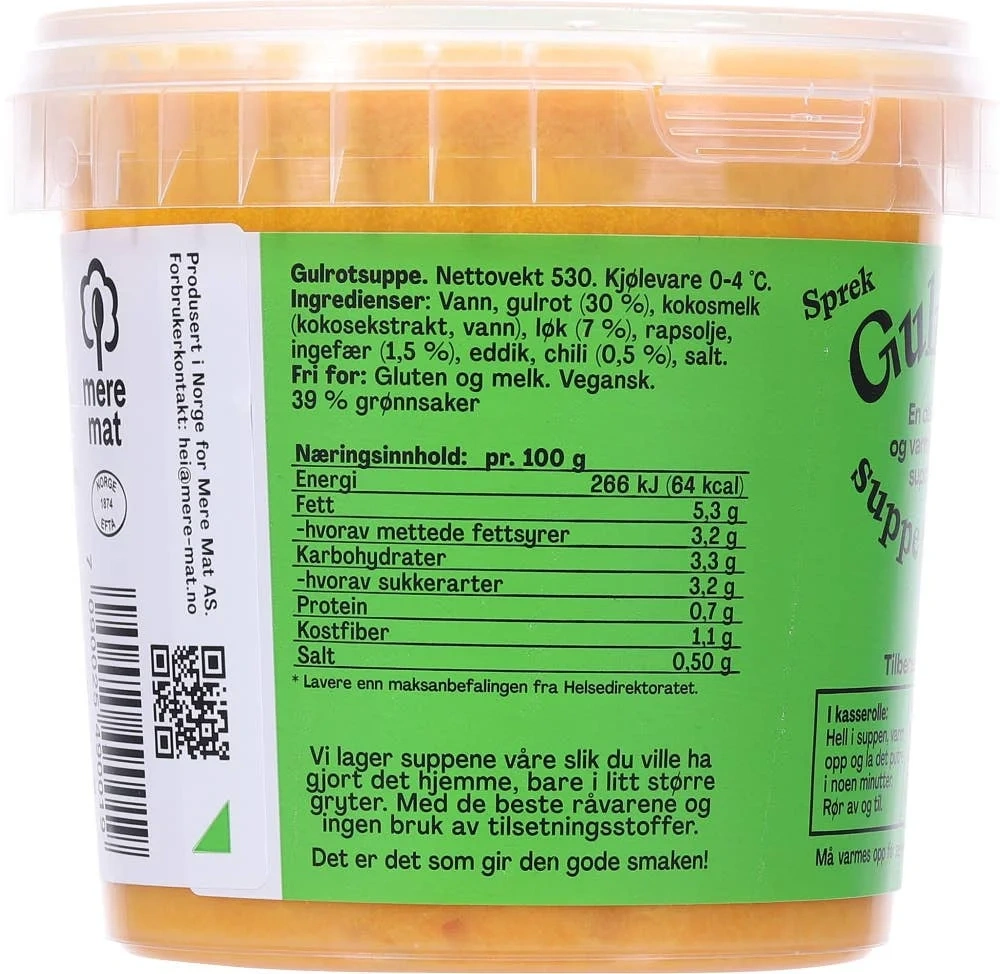 Suppe med gulrøtter, chili og ingefær