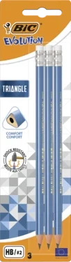 Bic Evolution Triangle-trekantet Hb-grafittblyanter med Viskelærende – Pakke med 3
