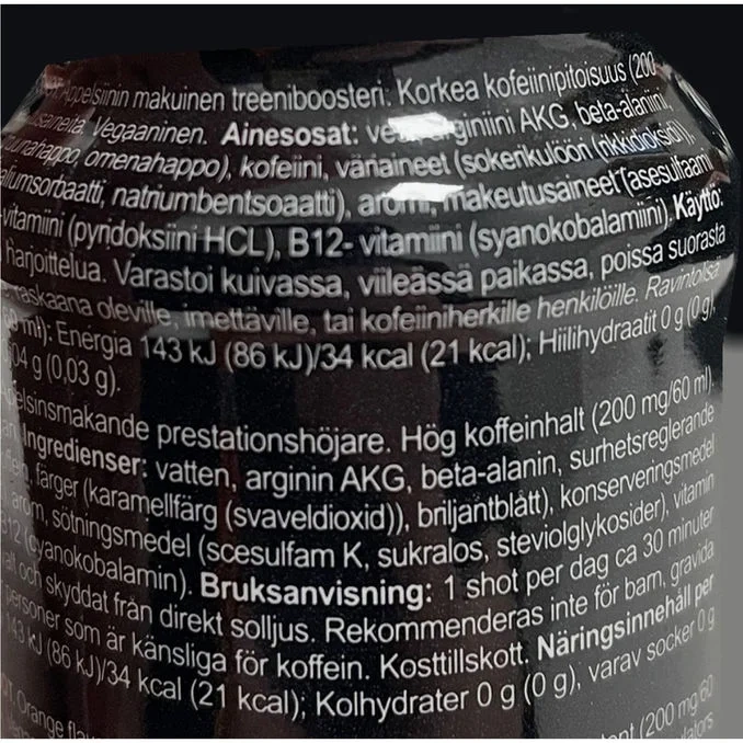 Pre Workout Shot Black Orange 12-pack