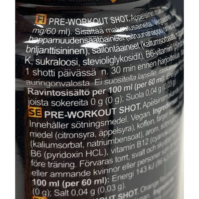 Pre Workout Shot Black Orange 12-pack