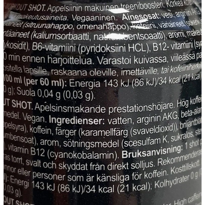 Pre Workout Shot Black Orange 12-pack