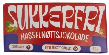 Hasselnøttsjokolade Sukkerfri 75g Godtesjuk