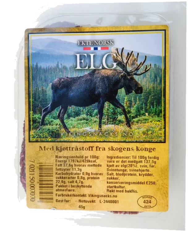 VIKINGSNACKS   Elgpølse 45g Norske Mat Tradisjoner As 45g