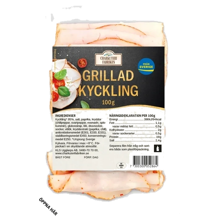 Kyckling Grillad Tunna skivor 100g Charkuterifabriken