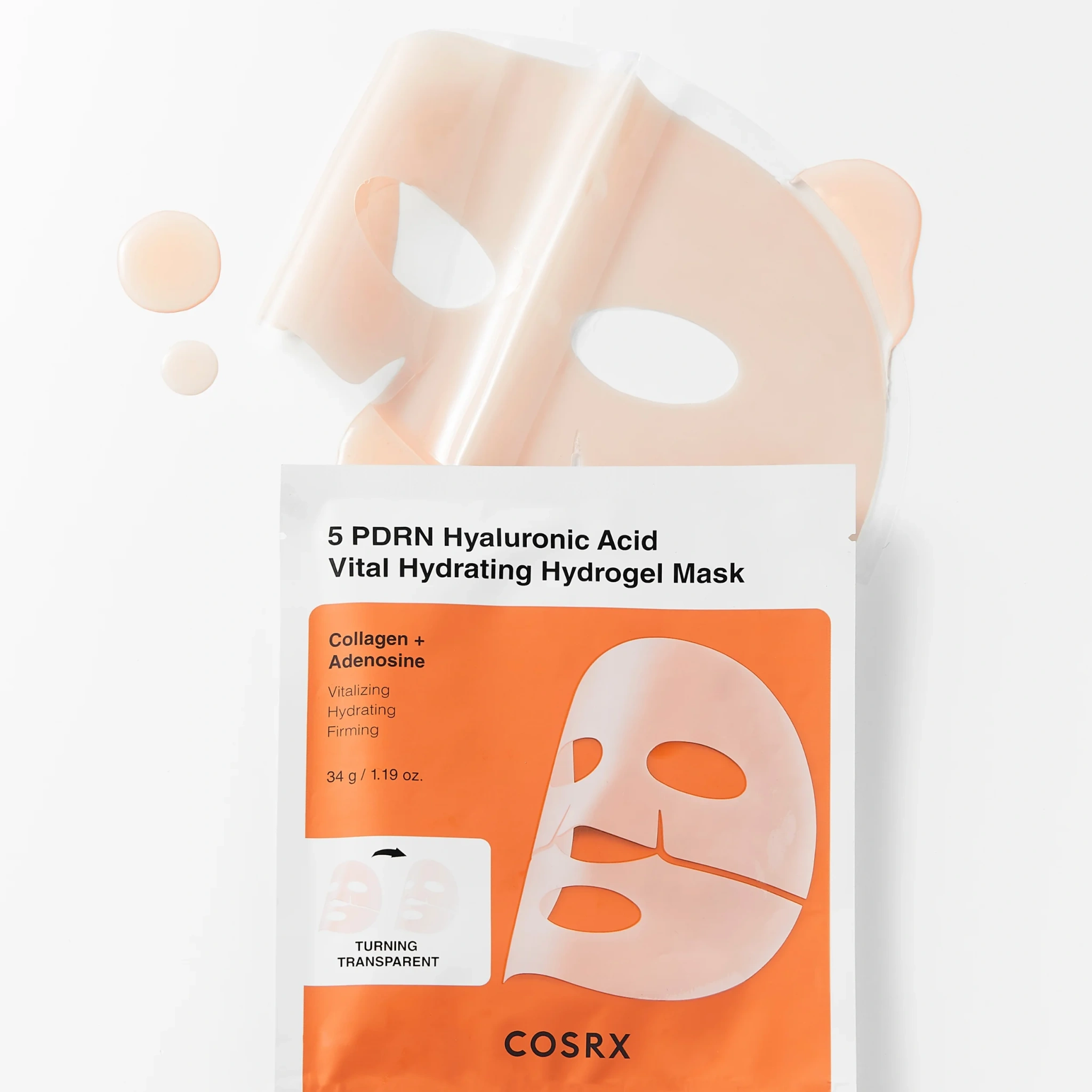COSRX 5 PDRN Hyaluronic Acid Vital Hydrating Hydrogel Mask, 3 stk.