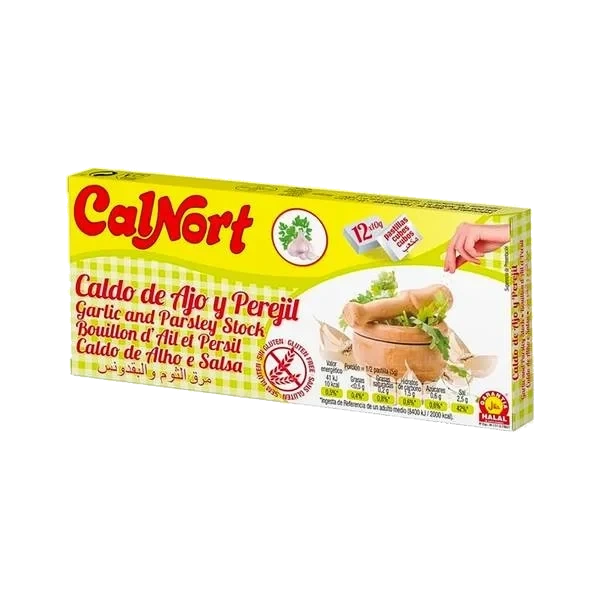 Hvitløk og Persille Buljong 12x10g Calnort