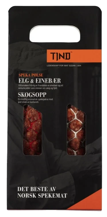 Tind Helpølse 2-pk Skogssopp og Elg-einerbær 6x440g