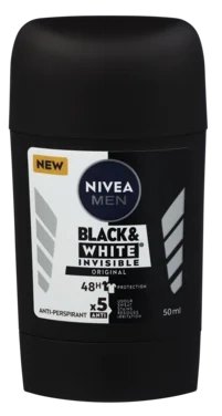 Nivea Men Deodorant Stick Black & White Anti-stain Invisible, 50ml